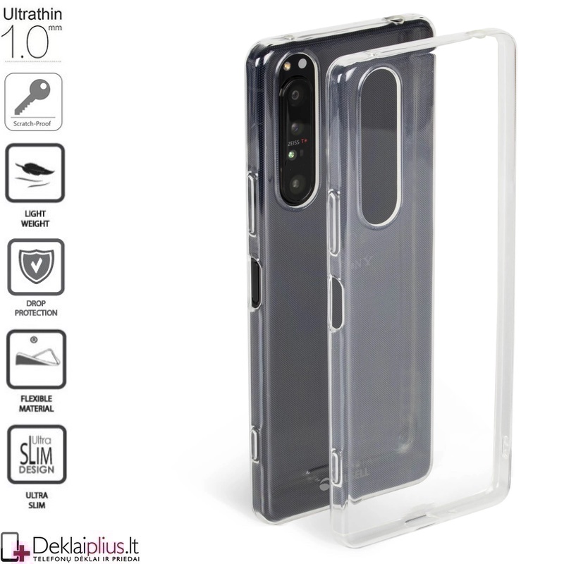 Silikoninis dėklas 1.0 mm storio - permatomas (telefonams Sony Xperia 1 IV) Silikoninis dėklas 1.0 mm storio - permatomas (telefonams Sony Xperia 1 IV)